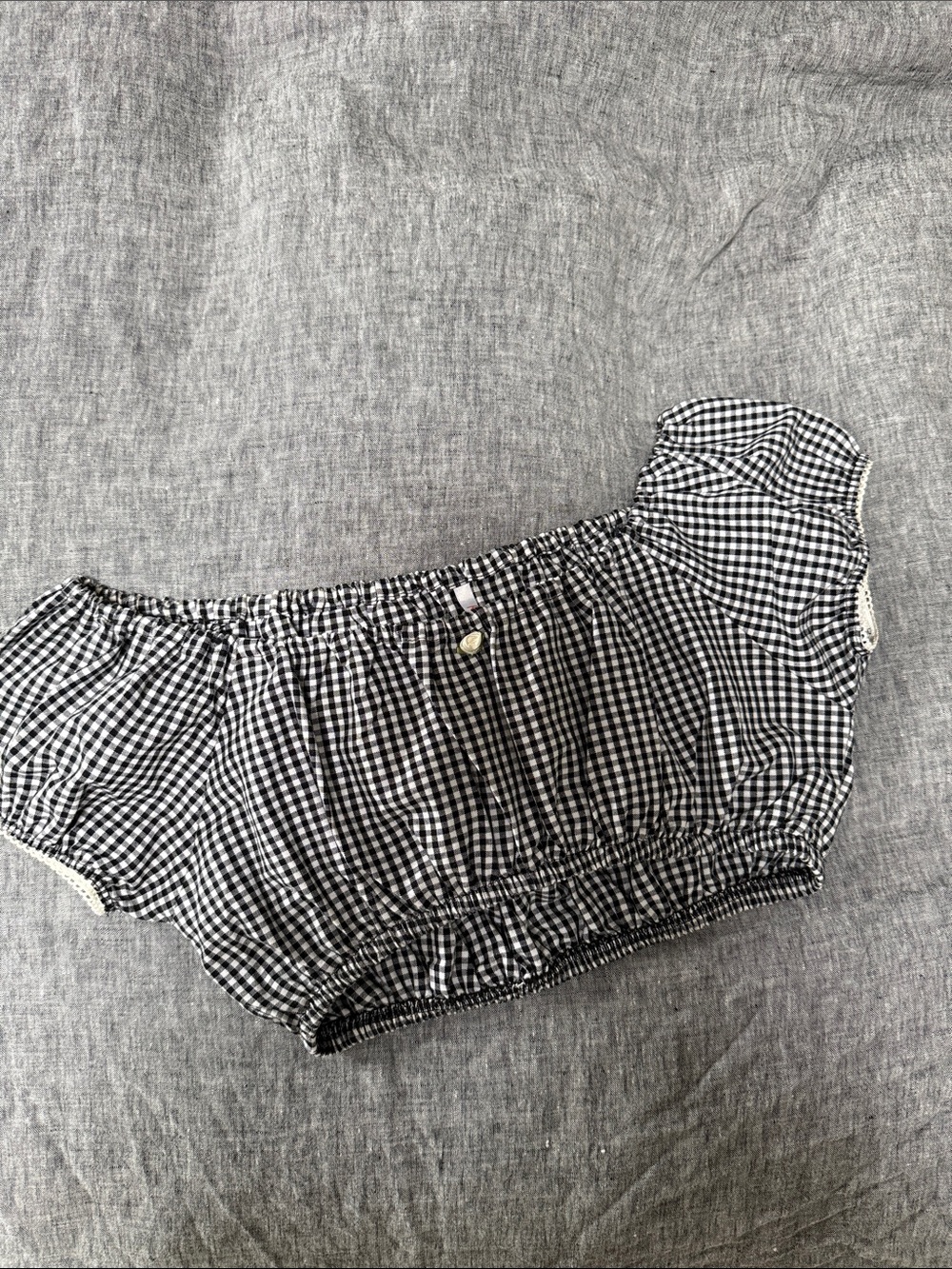 Rat Boi XS Black & White Gingham Off-Shoulder Crop Top *like new